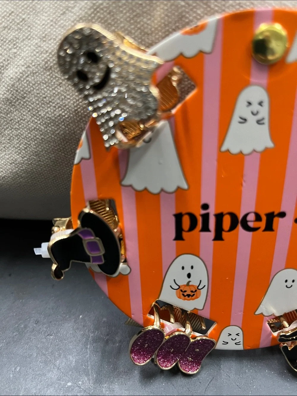 New Piper K  Halloween Enamel Hair clip Set - Orange, Black, Purple, Yellow
